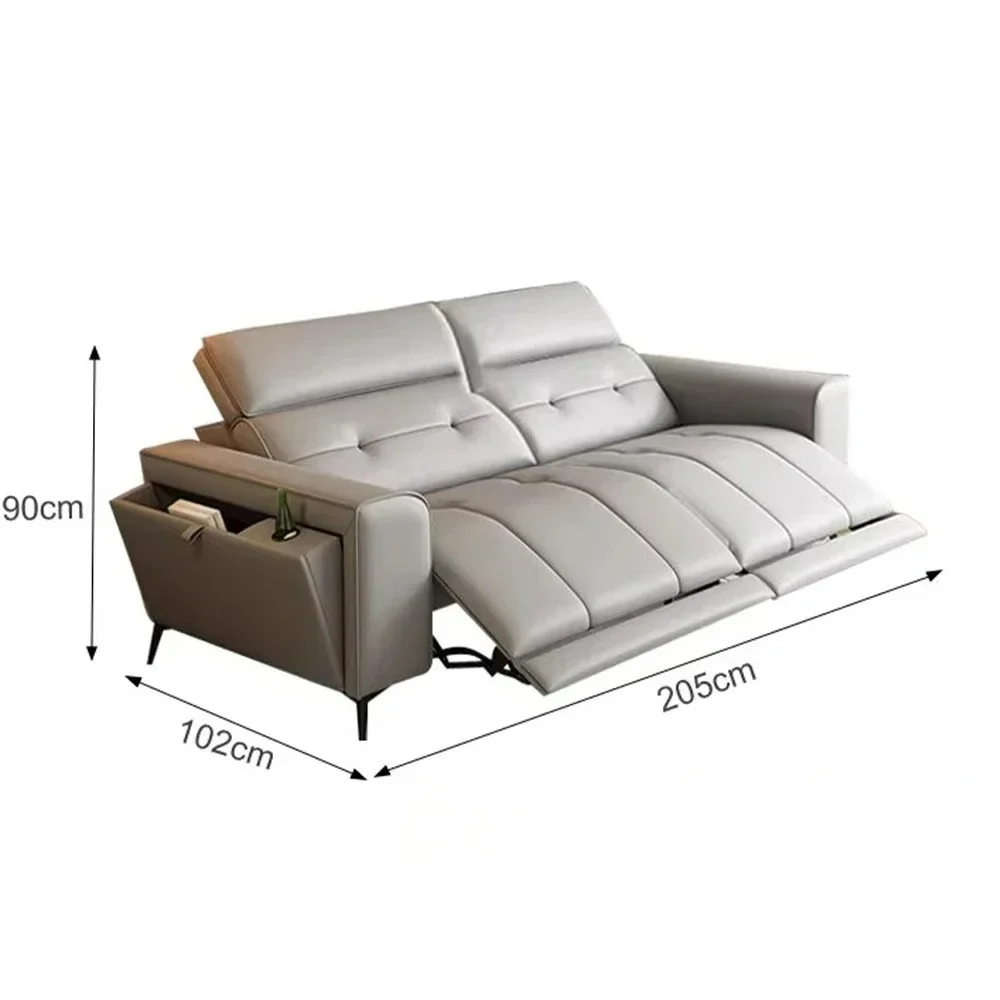 Factory Direct 2026 Modern Power Reclining Sofa with Adjustable Headrests – Genuine Leather Recliner Couch with USB, Side Storag
