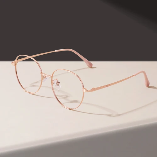 Imagen 2 del producto Gafas ópticas redondas de moda para hombres y mujeres, gafas Retro con montura metálica, gafas antiluz azul para miopía, gafas de sol fotocromáticas