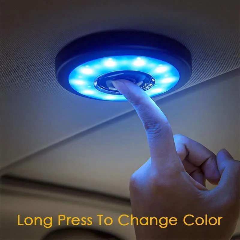 LED Magnetic Car Ceiling Lamp With Usb Cable Portable Rechargeable Night Light 3 Lighting Colors Switchable Lights For Car