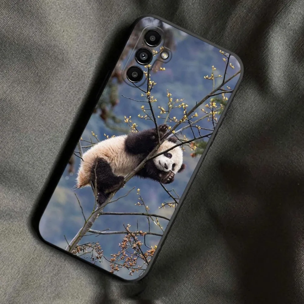 Cute Panda Fubao Phone Case For Samsung Galaxy A13,A21s,A22,A31,A32,A52,A53,A71,A80,A91 Soft Black Phone Cover