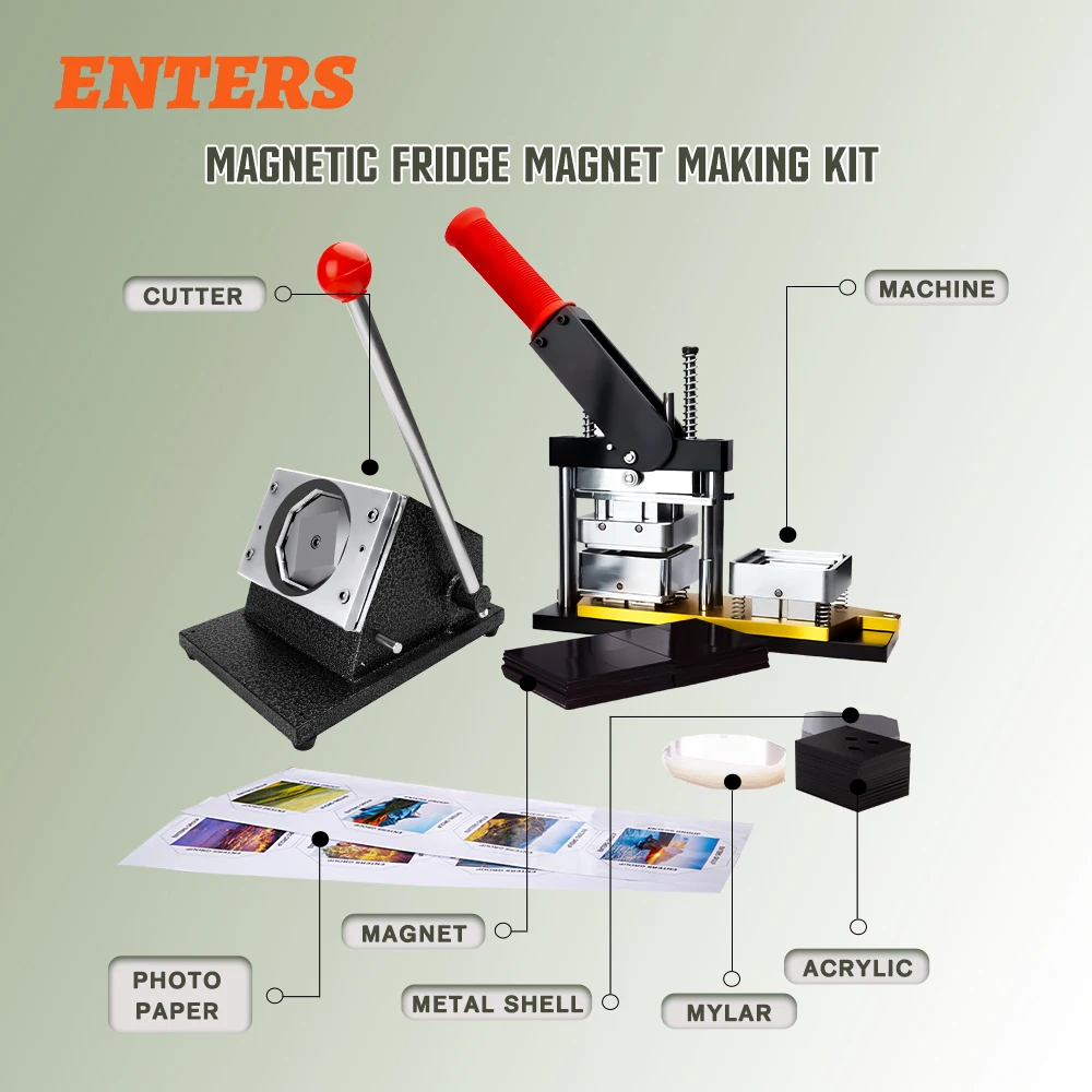 

2*2inch/50×50mm DIY Refrigerator Magnet Set Blank Magnet Consumables Paper Cutter