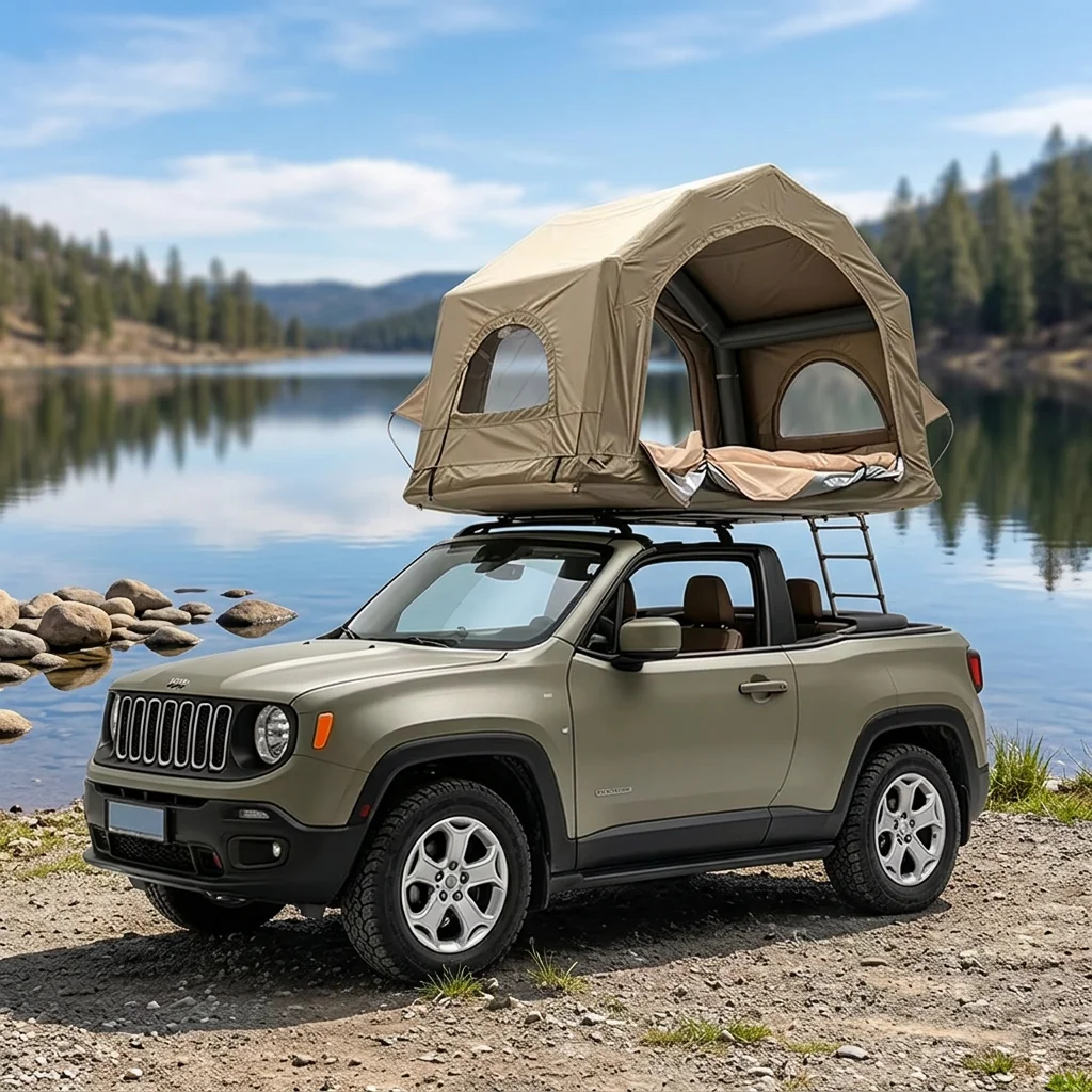 Spacious Hard Shell Car Roof Top Tent, Waterproof & UV Resistant, Quick Setup Inflatable Tent for Off-road Outdoor Camping