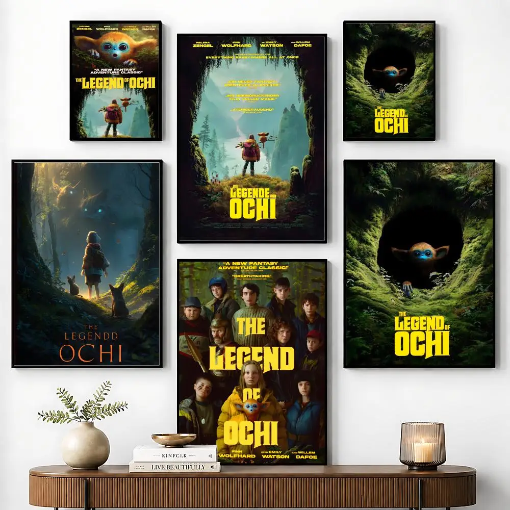 Pôster de caligrafia com pintura The Legend of Ochi, arte adequada para sala de estar, quarto, bar, salão, casa