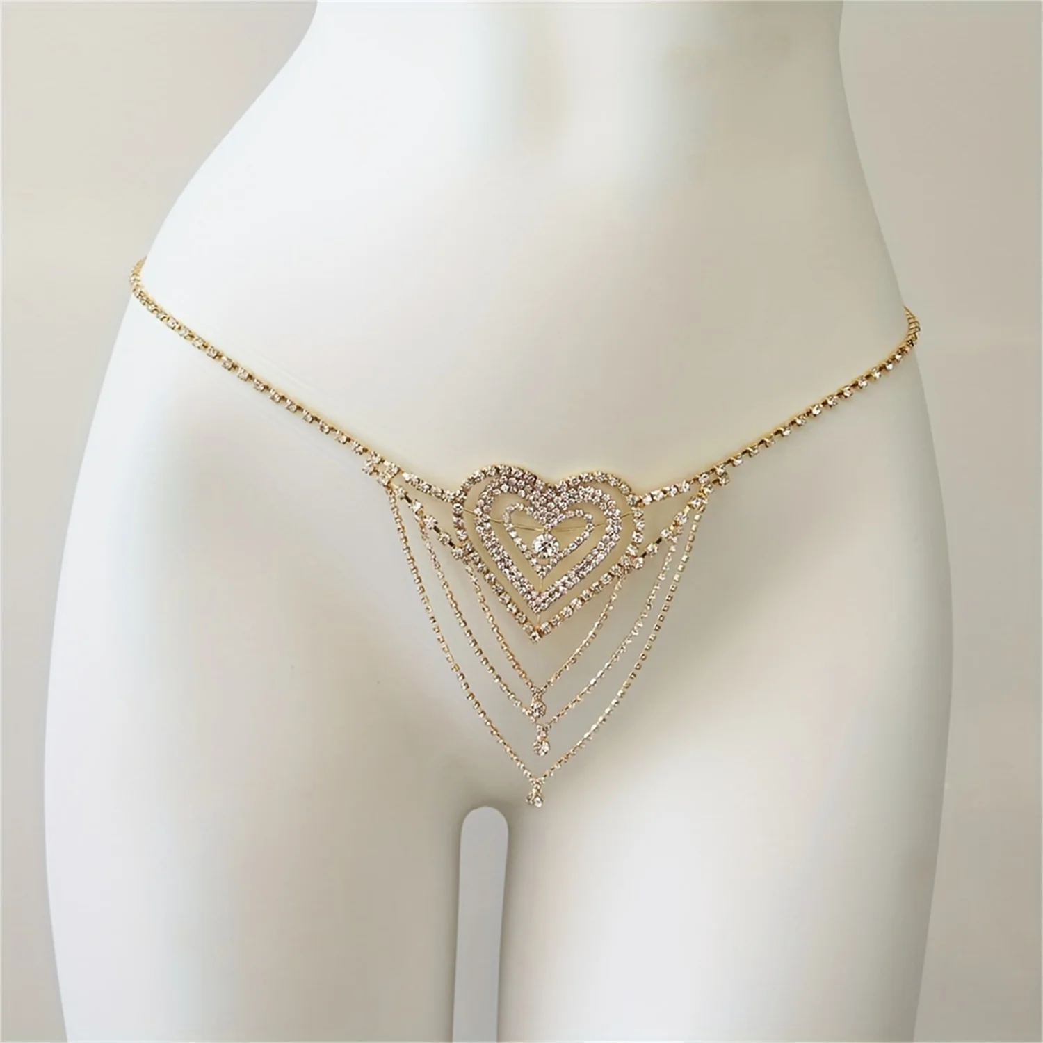 سلسلة خصر ذات طبقات على شكل قلب للشاطئ الصيفي، تصميم مجوهرات البطن، زينة الورك للحفلات، سلسلة الجسم اليومية