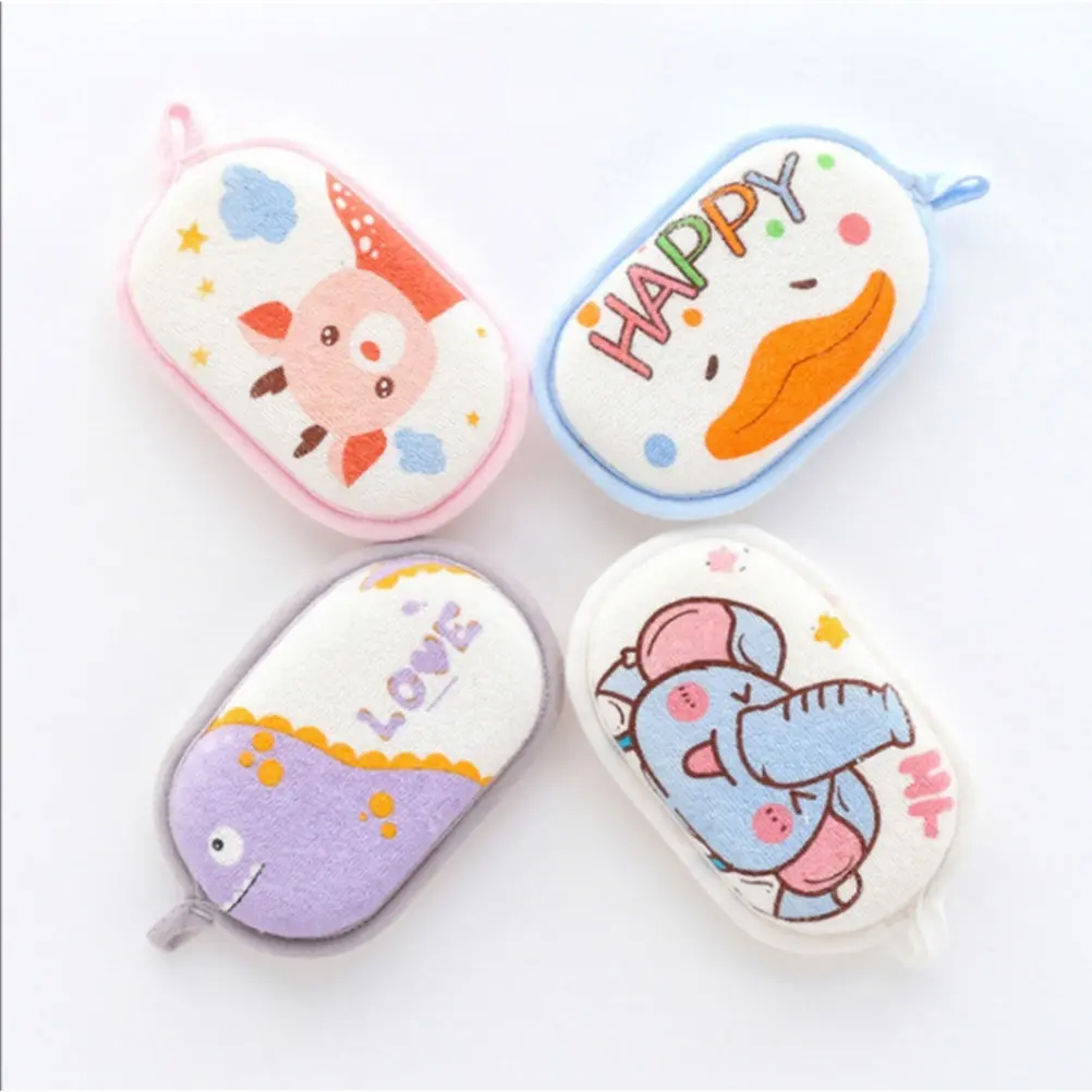 

Baby Bath Sponge Cartoon Design Newborn Toddler Exfoliating Shower Scrubber Bath Towel Cotton Sponge For Kids Hanging Rope Gift