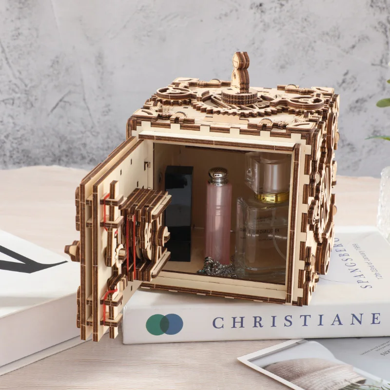 

Wooden Music Box Storage Box Hand Assembled 3d Mechanical Password Box Diy Music Box Creative Handmade Birthday Gift 195pc Parts