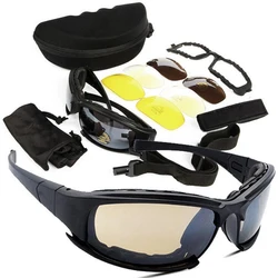 Occhiali da trekking da tiro all'aperto da uomo occhiali polarizzati tattici margherita occhiali militari occhiali da sole militari scatola originale a 4 lenti