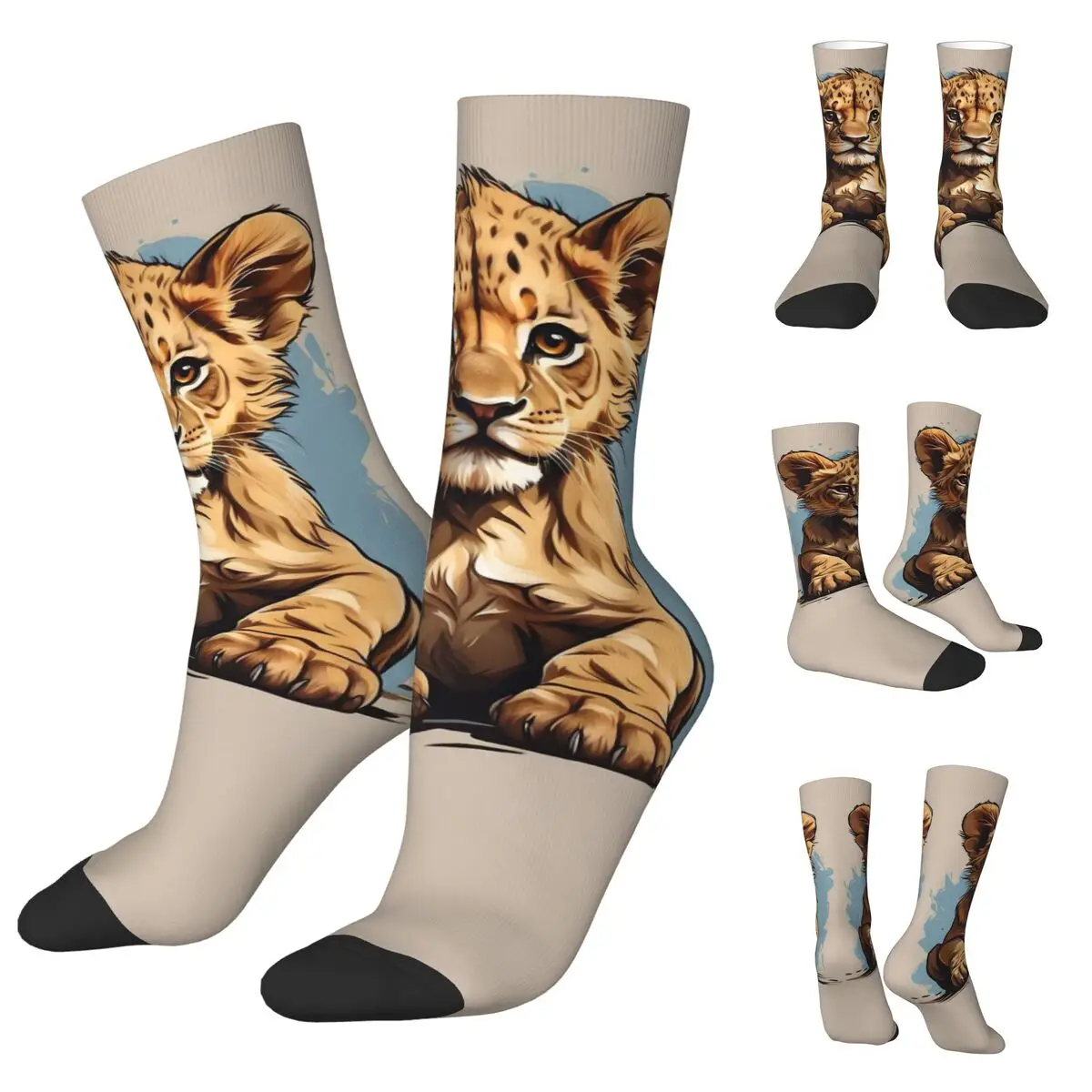 Calcetines geniales de animales, leones, tigres, gorilas, estampados bonitos a prueba de viento, adecuados para todas las estaciones, regalos de vestir para hombres y mujeres