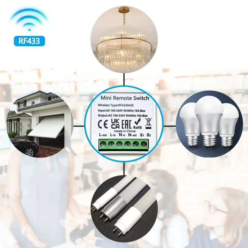 RF433 Remote Control Smart Wireless Lighting Switch 110V 220V Mini Module ON/OFF Transmitter For Led Light Bulb DIY Garage Doors