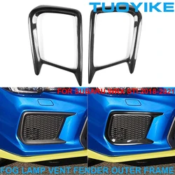 Car Real Carbon Fiber Front Fog Light Lamp Air Vent Fender Outer External Frame Trim Cover Decoration For Subaru WRX STI 2018-21