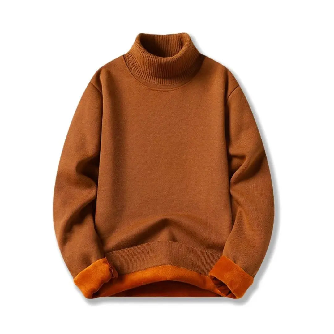 2025 nova camisola masculina pullovers coreano inverno quente o pescoço camisola de alta qualidade legal topo de gola alta camisa de fundo de malha