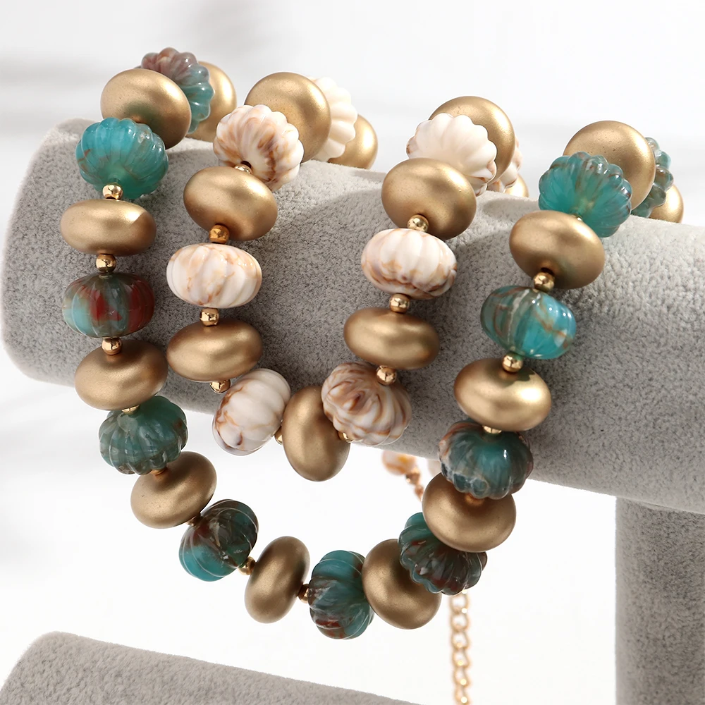 Vintage Acryl Geometrische Perlen Choker Halskette Neue Bunte Unregelmäßige Runde Perlenkette Modeschmuck Geschenke – Detail 6