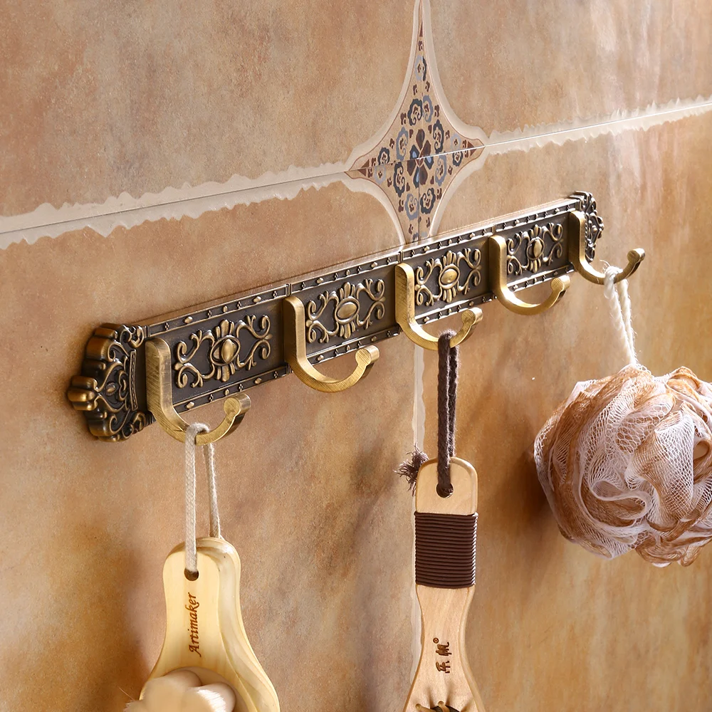 Ganchos antigos para casaco, montado na parede, resistente, cabide duplo, bronze, vintage, cabide com parafusos para porta, ganchos para casaco, banheiro