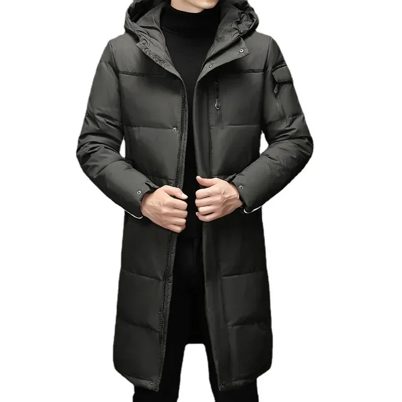 2025 New Male Fashion Long White Duck Hooded Down Parkas Plus Size 4XL 5XL Men's Thickened Jacket -30 Winter Warm Coat