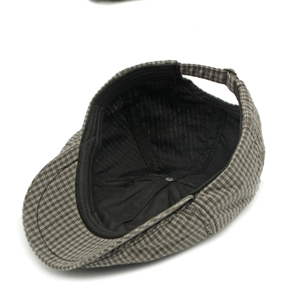 HT4798 Herren Berets Frauen Plaid Künstler Maler Baskenmütze Hut Männlich Weiblich Ivy Flache Kappen Einstellbar Frühling Herbst Achteckige Baskenmütze Kappen – Detail 11