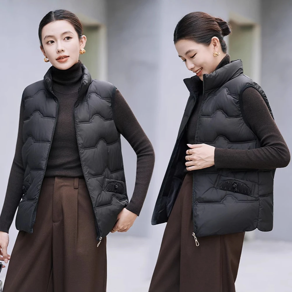 سترة نسائية قطنية مقاس كبير سترة رفيعة بدون أكمام فضفاضة مع أكتاف مبطنة دافئة للحفلات غير الرسمية وملابس الطقس البارد #2