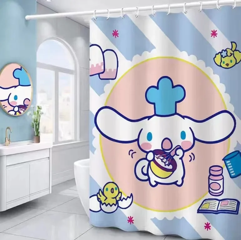 180*180cm Sanrio Cinnamoroll Anime Plush Cartoon Shower Curtains Thickened waterproof Curtain Bathroom accessories