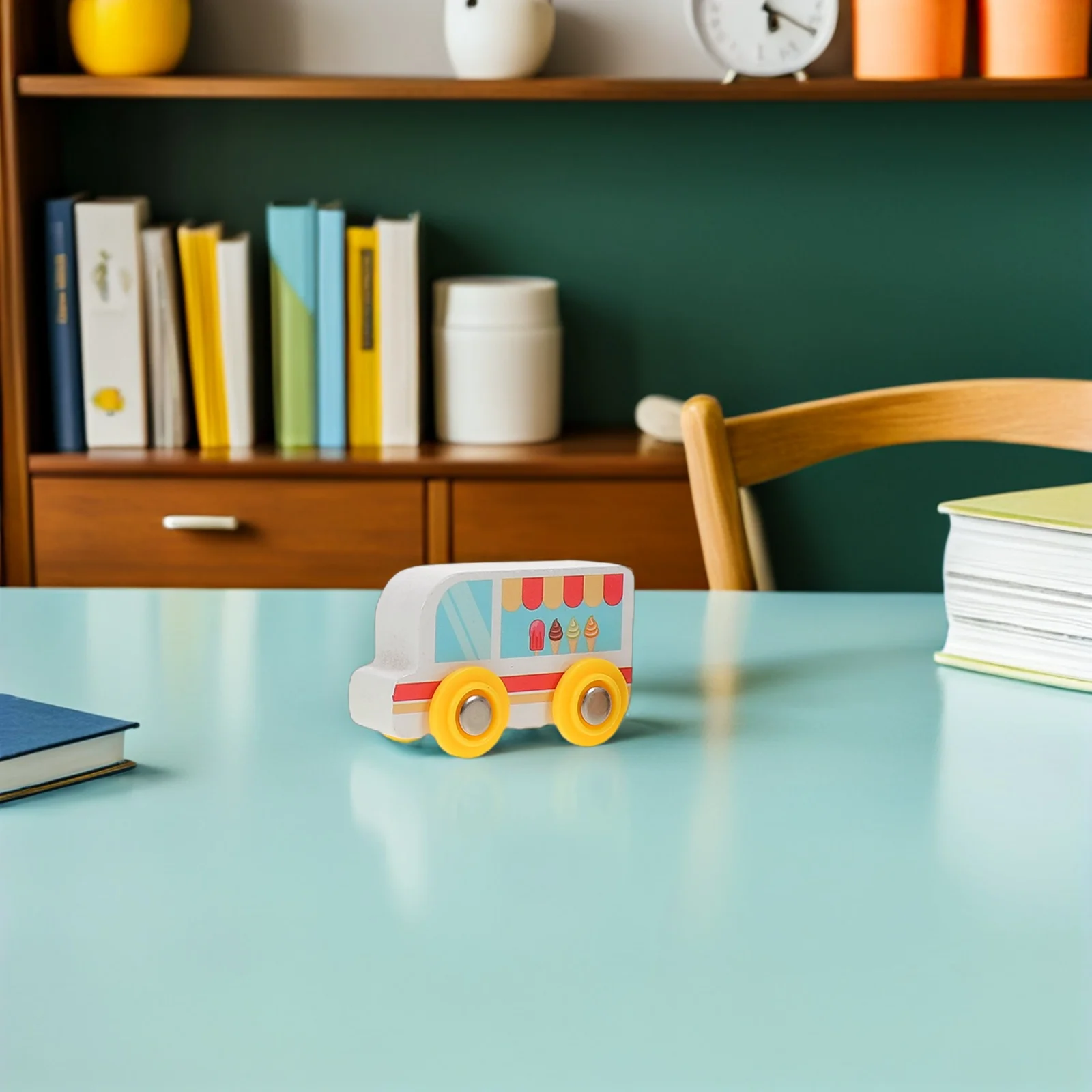 

5Pcs Children Wooden Cars Creative Stem Design Educational Vehicle Set Ice Cream Fire Fighting Police Birthday Stocking Stuffers