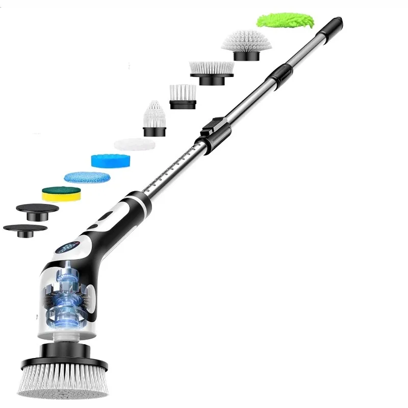 【LAST CHANCE】Multifunctional Electric Mop With,Dry-Wet Mopping, Electric Rotating Cleaning Brush-9 Brush Heads& Voice Control