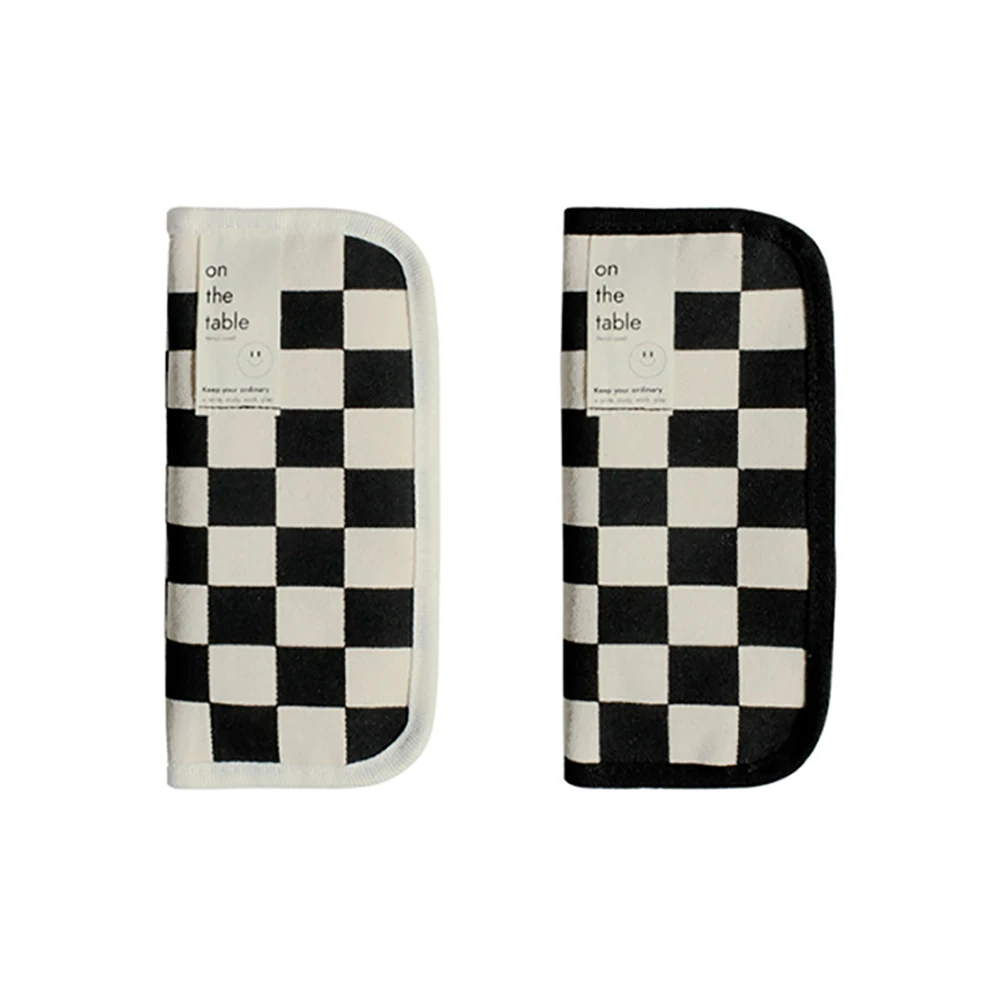 Черно-белая сумка для ручек с шахматным узором, простая модная большая вместительная холщовая сумка для хранения канцелярских принадлежностей для студентов, сумка для ручек