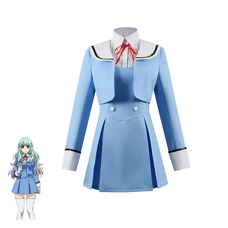 

qq023Anime High Rise Invasion Cosplay Costume Tenkuu Shinpan Shinzaki Kuon JK Girls Women School Uniform Wig Hair Hallow