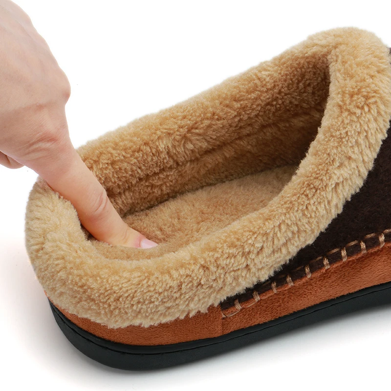 Fashion Home Men Slippers Winter Plush Warm Shoes Men Casual Flat House Indoor Bedroom Cotton Slides Comfort Slippers Men