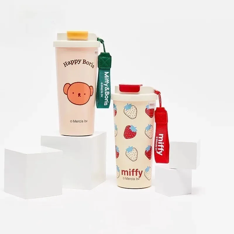 

Cartoon Miffy Thermos Cup High-value Work Large Capacity Portable Rope Double Drinking Coffee Cup Cute Student Christmas Gift
