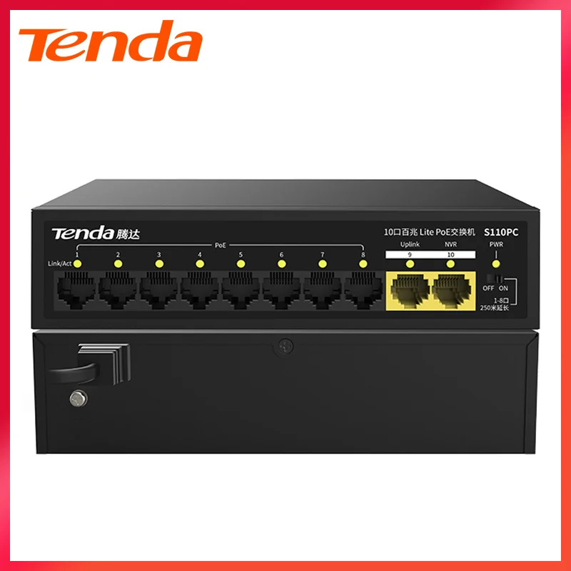 tenda-s110pc-standard-poe-power-supply-48v-100mbps-8-port-10-port-monitoring-dedicated-switch
