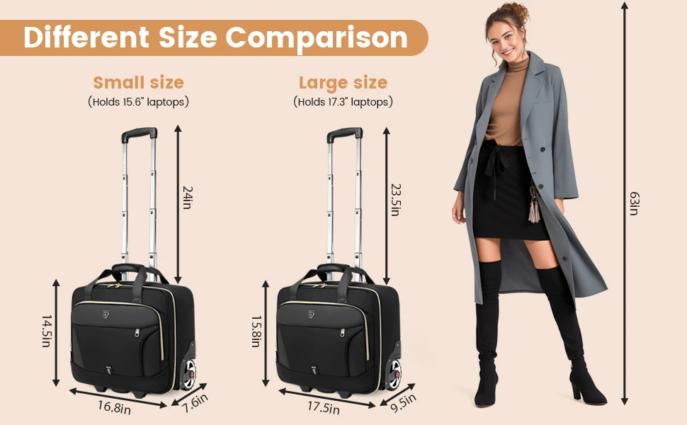 18-Zoll-Roll-Aktentasche, große Kapazität, Laptoptasche, Aktentasche, Rollgepäcktasche, geeignet für Geschäftsreisen, Arbeit, wasserdicht – Detail 4