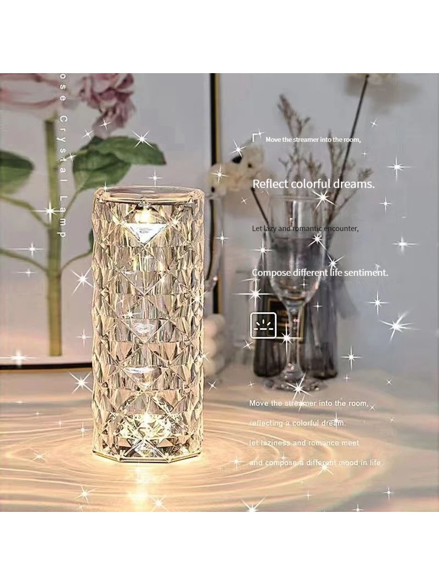 Crystal Rose Lamp Night Lamp Bedside Decoration Table Lamp Atmosphere Birthday Party Decoration Wedding