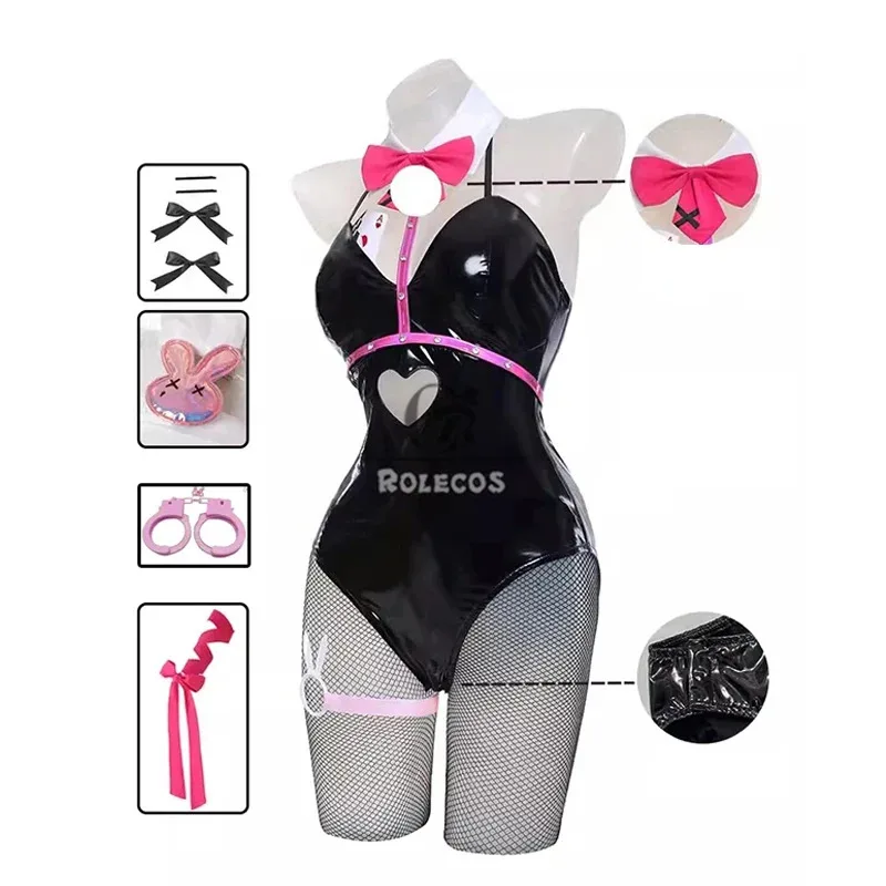 

2025 yiyi ROLECOS Costume Valentine's Gift Sexy Women Cosplay Bunny Suit Black Jumpsuit Halloween Party Outfit Ful