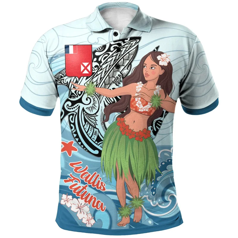 Fashion Wallis Futuna Pattern Polo Shirt Men Hawaiian 3D Printed Polynesian POLO Shirts Casual Loose Tees Summer Short Sleeves