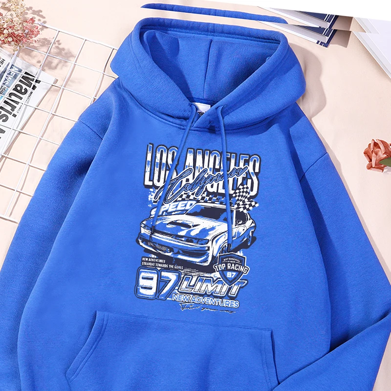 Los Angeles Car Printed Sweatshirts Mens Basics Causual Hoodies Leisure Oversized Tracksuit Vintage Machine Washable Clothes