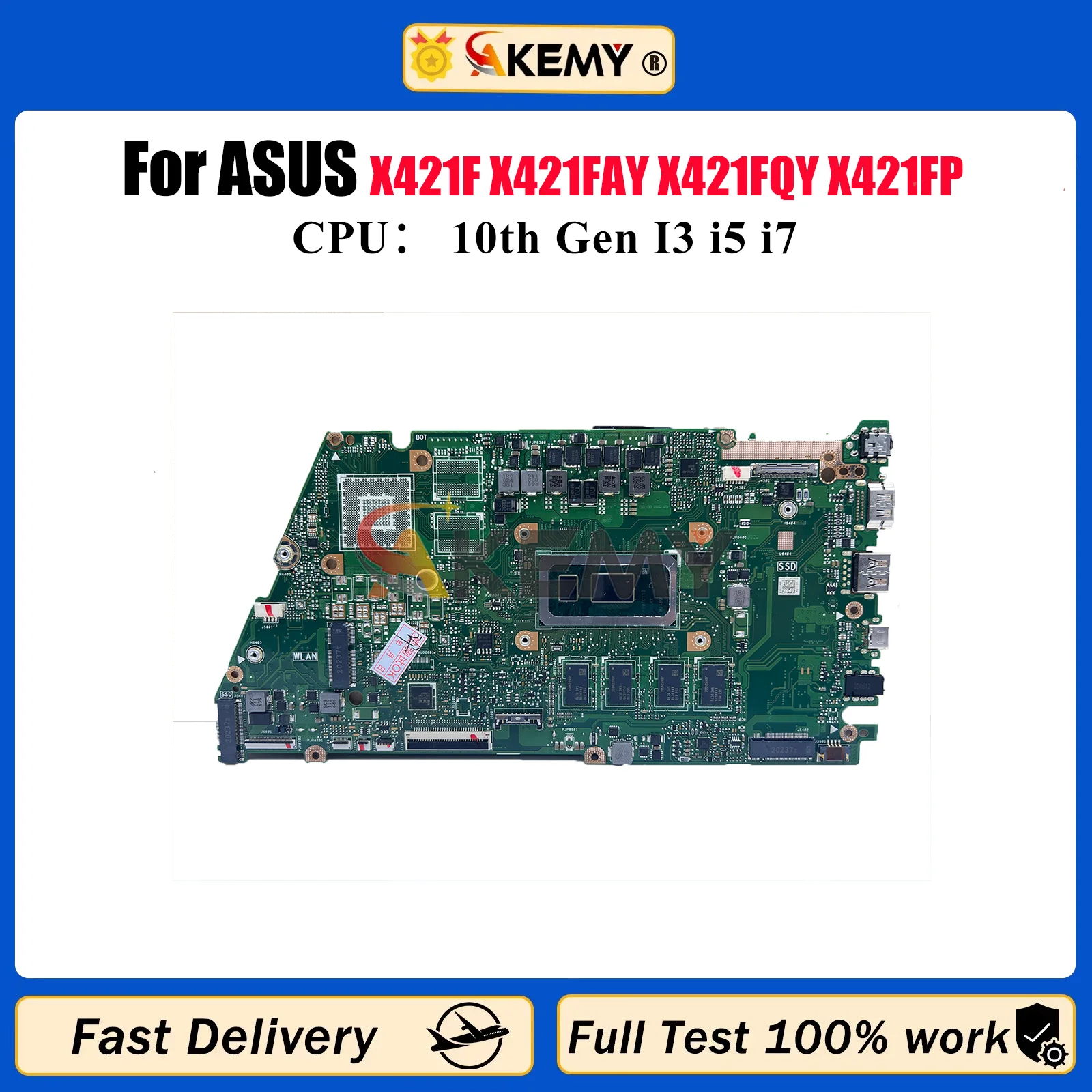 

X421FA Laptop Motherboard For ASUS X421F V4050F S5600F I421F X421FL X421FAY X421FQY X421FP X421FPY Mainboard 10th Gen I3 i5 i7