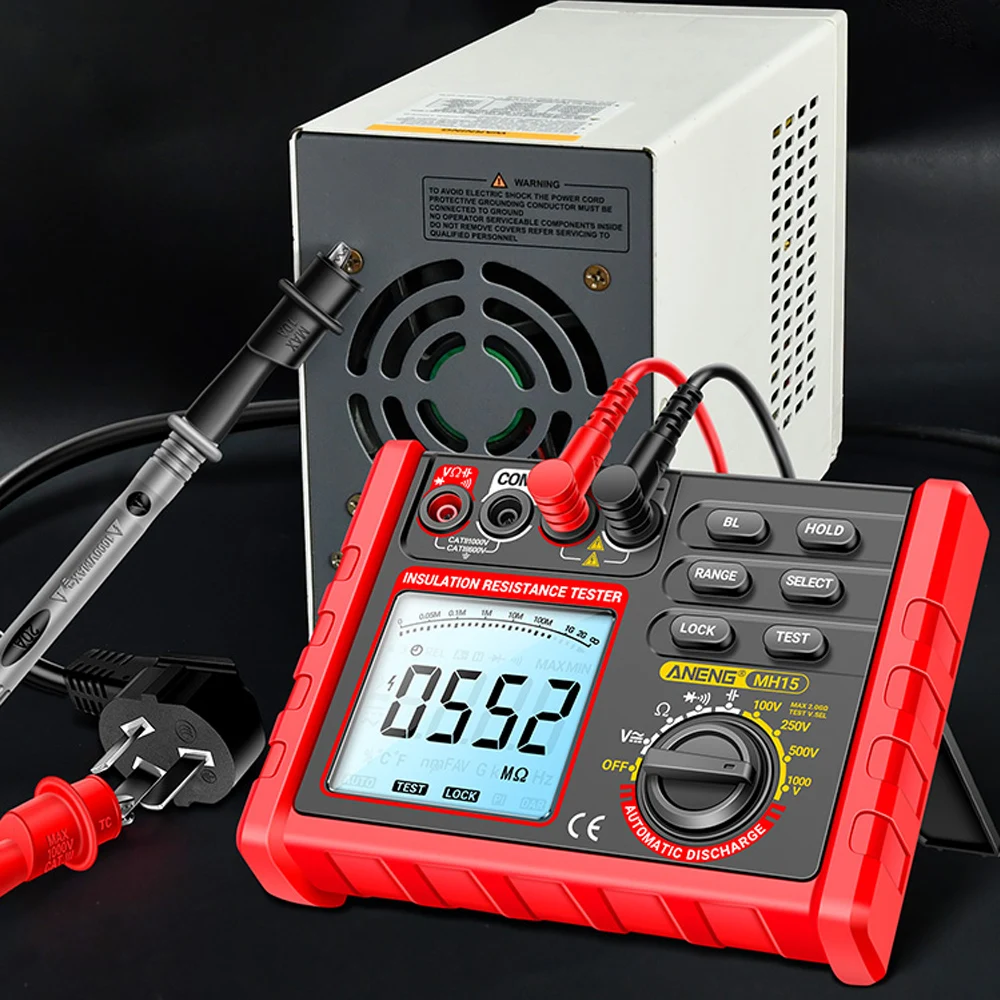 MH15 Isolationswiderstand Multifunktionales digitales Messgerät Ohmmeter Automatische Entladung AC/DC-Spannung LCD Megohmmeter Tester Werkzeuge