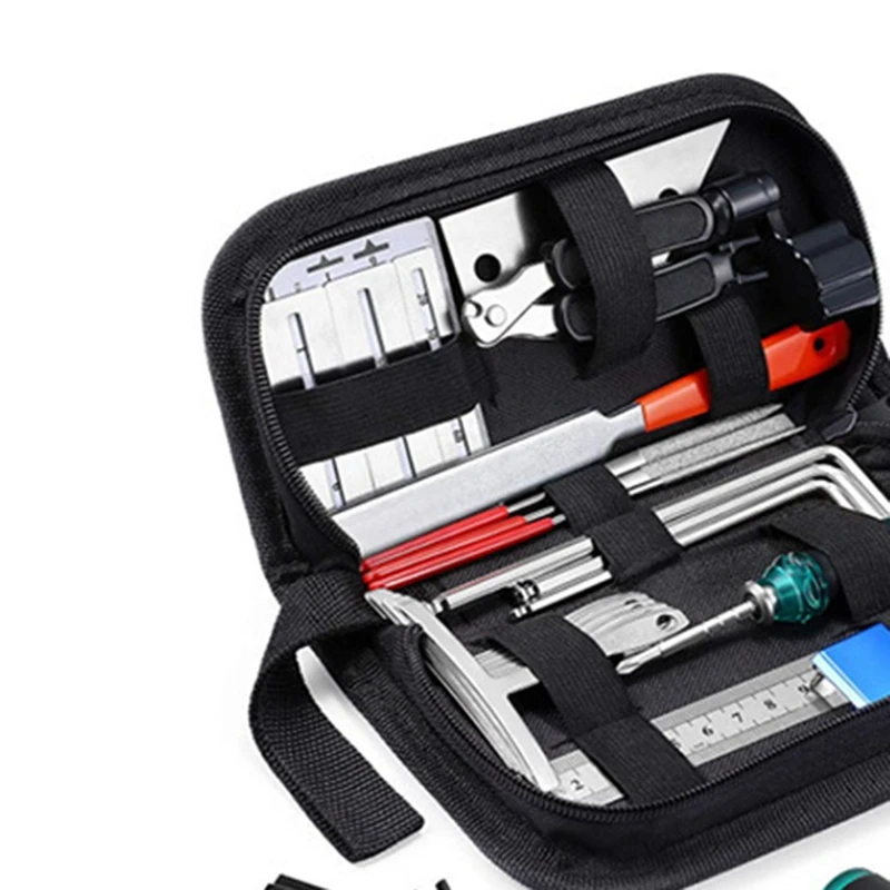 Guitar Repair Tool Kit, String Changing Tool, Wrench, Grinding File, Measuring Ruler, Stringer, Leveling Ruler, 25 in 1