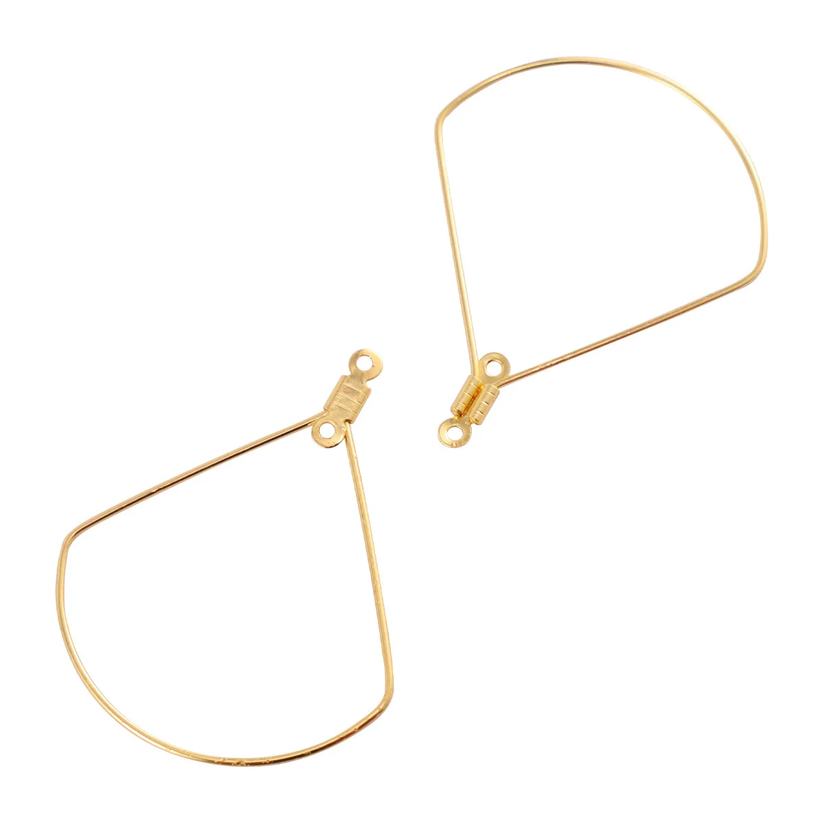 50pcs Ear Ring Loop Accessories Fan Shape Golden Stainless Steel Diy Jewelry Making Charms Pendants For Women Dangle