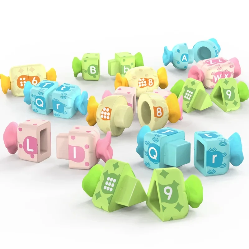 Jouet éducatif Montessori en forme de bonbon pour bébé, jeux créatifs de correspondance des couleurs pour bébé, lettres et nombres, jouets d'apprentissage cognitif