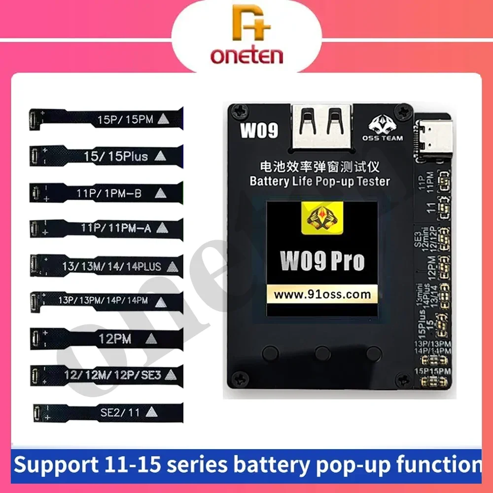 OSS W09 Pro V3 Battery Life Pop-up Tester for iPhone 11 12 13 14 15ProMax Battery Health Pop-up Repair Reset Health Data Cycle