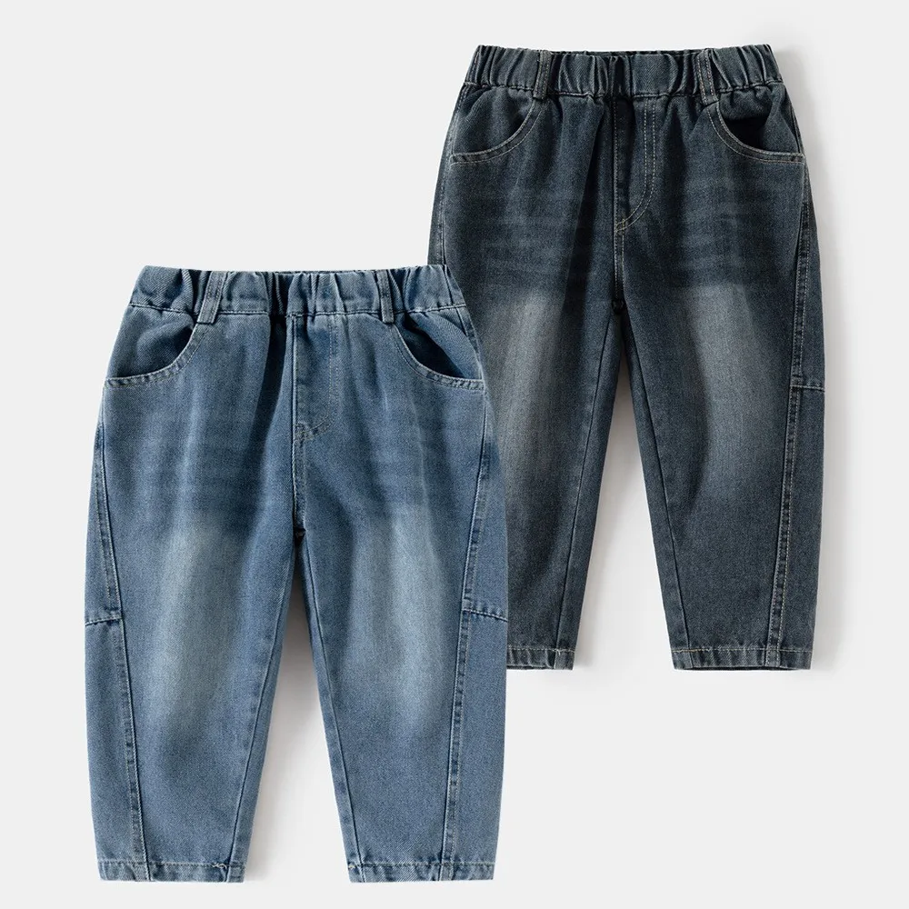 

Boys denim pants spring and autumn Versatile solid-color denim trousers Boys spring clothing