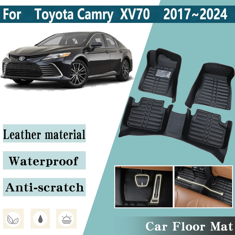 LHD Car Floor Mats for Toyota Camry 2017 Accessories XV70 2017~2024 Auto Foot Inner Liner Carpet Pads Custom Rug Car Accessories