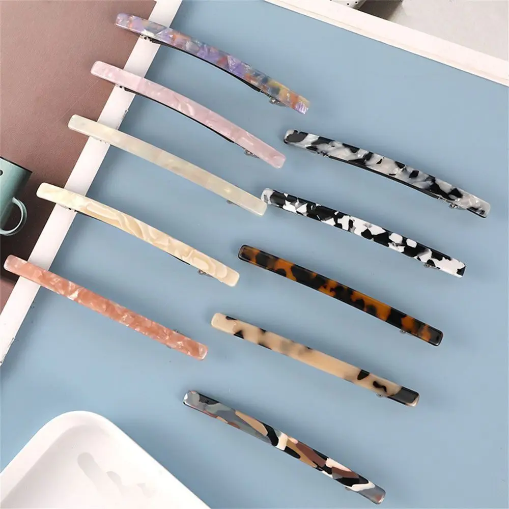 Women Fashion Leopard Acetate Geometric Hair Clips Vintage Hairpins Long Barrettes Hairgrips Hair Accessories Gifts