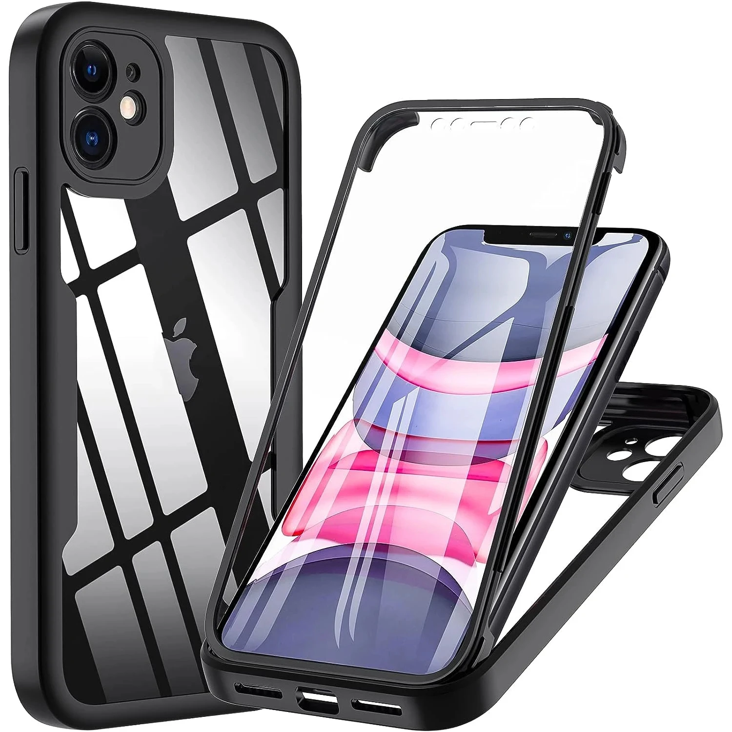 

Full Body Luxury Silicone Bumper Shockproof Back Front+Back Clear Case For iPhone 15 14 13 11 12 Pro Max XS X 7 8 Plus XR Cover