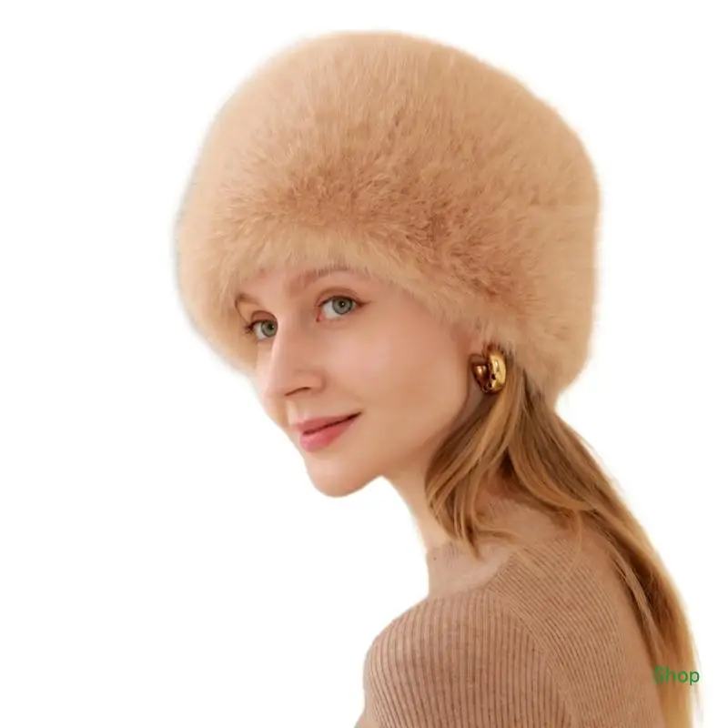 

Dropship Wide Border Plush Hat Fuzzy Warm Hat Thermals Earflap Thicken Hat Solid Color Hat