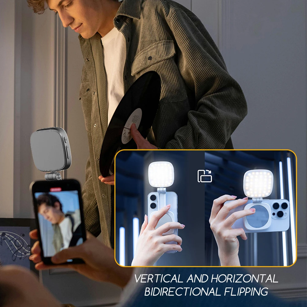 Phone Fill Light With Mirror Wireless Rechargeable Rings Light For Live