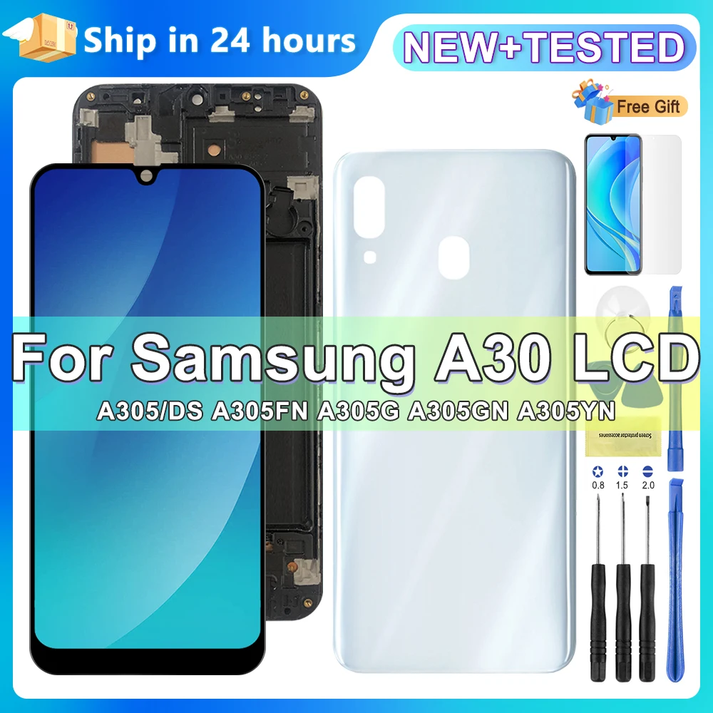 

6.4'' Display For Samsung A30 A305/DS A305FN LCD Display with Frame Touch Screen Digitizer Assembly For Samsung A30 Screen