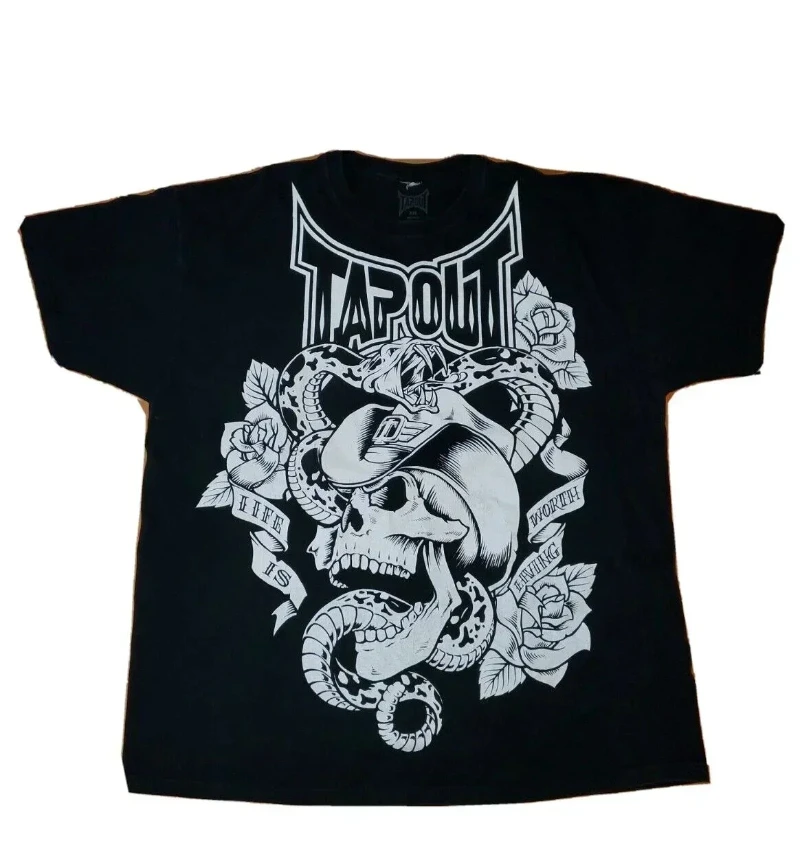 Streetwear Tapout T Shirt Y2K Mens Hip Hop Letter Graphic Print Oversized TShirt Harajuku Round Neck Cotton Short Sleeve Tops image 5