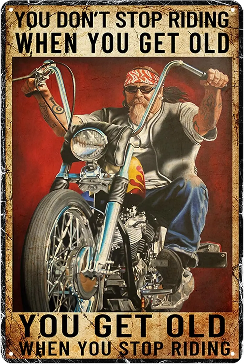 Motorcycle Metal Sign Gifts For Motorcycle Riders Men You Don't Stop Riding When You Get Old Sign Motorcycle Wall Art Decor sign