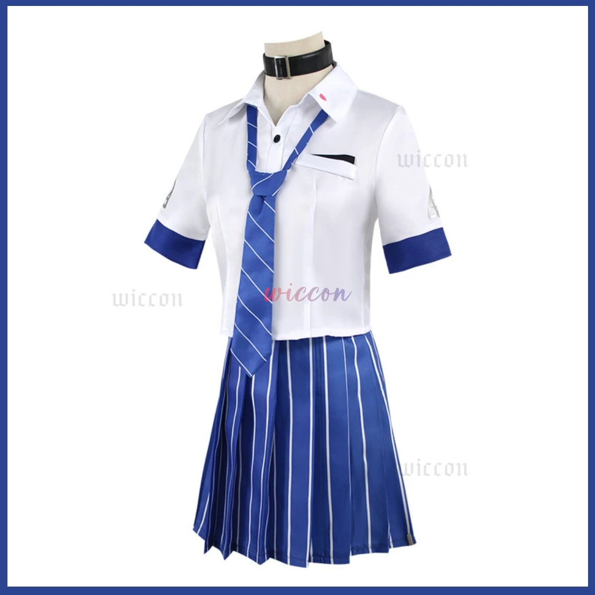 Game NIKKE：The Goddess of Victory Naga Cosplay Costume Japanese JK Uniform Blue Stripe Skirt Shirt Woman Sexy Carnival Suit