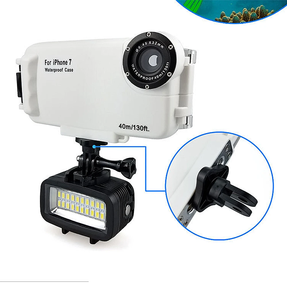Mcoplus 40m/130ft Impermeabile Subacquea immersione LED luce di riempimento fotografia luce per Canon Nikon GoPro 10 9 8 6 5 4 action Camera